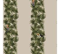 Galerie Ted Baker Eden Green/taupe Compala Bird And Leaf Stripe Wallpaper Roll