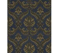 Galerie The Classic Italian Collection Blue Gold Traditional Damask Embossed A4 Wallpaper Sample