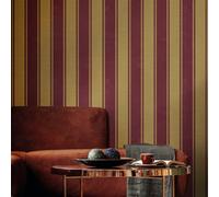 Galerie The Classic Italian Collection Red Gold Classic Stripe Embossed Wallpaper