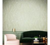 Galerie The New Design Book Green/beige Glitter Botanical Palm Leaf Design Wallpaper Roll