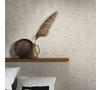 Galerie The New Design Book White/greige Glitter Botanical Palm Leaf Design Wallpaper Roll