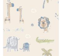 Galerie Tiny Tots 2 Beige Safari Green Jungle Friends Smooth Wallpaper