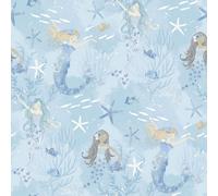 Galerie Tiny Tots 2 Blues Purple Glitter Mermaids Smooth A4 Wallpaper Sample