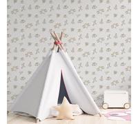 Galerie Tiny Tots 2 Greige Tan Glitter Spaceships Smooth Wallpaper