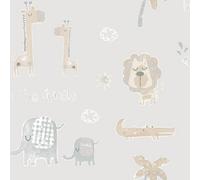 Galerie Tiny Tots 2 Greige Tan Jungle Friends Smooth A4 Wallpaper Sample