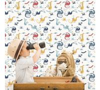 Galerie Tiny Tots 2 Navy Red Yellow Blue Dragons Smooth Wallpaper