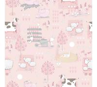 Galerie Tiny Tots 2 Pink Grey Beige Farmland Smooth A4 Wallpaper Sample