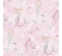 Galerie Tiny Tots 2 Pink Grey Glitter Mermaids Smooth A4 Wallpaper Sample