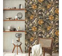 Galerie Tropical Collection Walnut Palau Floral Fish And Bird Inspired Wallpaper Roll
