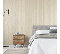 Galerie Universe Oat Beige Jupiter Metallic Stripe Wallpaper Roll