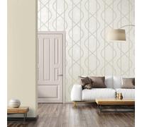 Galerie Universe Oat Beige Saturn Glass Stone Geometic Lines Wallpaper Roll