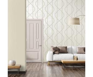 Galerie Universe Oat Beige Saturn Glass Stone Geometic Lines Wallpaper Roll