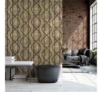 Galerie Universe Umber Brown Saturn Glass Stone Geometic Lines Wallpaper Roll