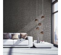 Galerie Urban Classics Dark Brown Manhattan Metallic Loft Tiles Wallpaper Roll