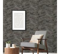Galerie Utopia Black Chevron Sheen Finish Wallpaper Roll