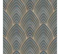 Galerie Utopia Blue/gold Geometric Arch Array Lustre Finish A4 Wallpaper Sample