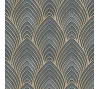Galerie Utopia Blue/gold Geometric Arch Array Lustre Finish Wallpaper Roll