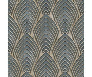 Galerie Utopia Blue/gold Geometric Arch Array Lustre Finish Wallpaper Roll