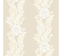 Galerie Wallcoverings Arts & Crafts Blooming Stripe Wallpaper in Light Beige | Size: 10050mm x 530mm Galerie Wallcoverings Light Beige 10050mm x 530mm