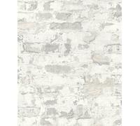 Galerie Wallcoverings Galerie Bricks & More Distressed Plaster Brickwork Wallpaper in Off-White | Size: 10050mm x 530mm Galerie Wallcoverings Off-White 10050mm x 530mm
