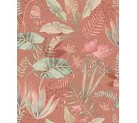 Galerie Wallcoverings Galerie Flourish Tropical Leaves Wallpaper in Orange | Size: 10050mm x 530mm Galerie Wallcoverings Orange 10050mm x 530mm
