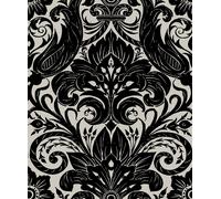 Galerie Wallcoverings Off The Wall by Laurence Llewelyn-Bowen Flock Damask Sauvage Wallpaper in Black | Size: 10050mm x 530mm Galerie Wallcoverings Black 10050mm x 530mm
