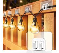 Galetcy Hooks for Outdoor String Lights - 100 Pack with Adhesive Strips - No Damage, No Tools, No Holes, Waterproof and UV-Resistant, Perfect for Christmas and Patio Decor