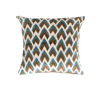 GALEYAN Handmade Ikat Velvet Silk Cushion Covers, Single Sofa Cushion Covers 45cm x 45cm, Brown Silk Pillowcase for Room Decor, Throw Pillow Cover, Pillow Cases for Sofa Cushions, White Cushion Cover