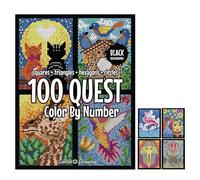 galeyyu 100 Qu-est Coloring Book By Number - 100 Qu-est Color By Number: Square + Triangle + Hexagon + Circles, Water-Based Double-Headed Watercolor Pen Set Promotion Of Fine Motor Skills