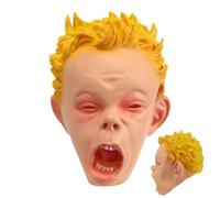 galeyyu Breathable Realistic Scary Head Cover | Crying Kids Face Cover, Latex Kid Smile Props for Horror Challenge Games, Haunted House