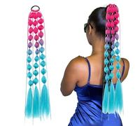 galeyyu Bubble Ponytail Extension,Colored Synthetic Ponytail Wig with Hair Tie | Bubble Ponytail, 23.6 Inch Soft Hairpiece, Crazy Hair Day Accessories