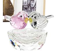 galeyyu Crystal Bird Statue | Collectible Glass Bird Ornament | Glass Animal Nest Ornament Collectible Crystal Couple Bird Ornament For