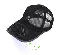 Galeyyu Solar Powered Fan Hat - Black Baseball Cap with Solar Fan, Breathable UV Protection, 360-Degree Cooling, Unisex Adults