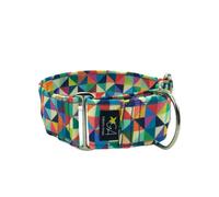 Galguita Amelie Martingale Collar for Dogs, Triangles, Multicoloured, 5 cm Wide, Size L (40-49 cm Circumference)
