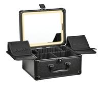 GALHUBIS Makeup Case with Lighted Mirror, Waterproof Travel Makeup Train Case, LED Cosmetology Case, Christmas Gift, Makeup Case Organizers, Profesional Cosmetic Case, Black, Black, Modern