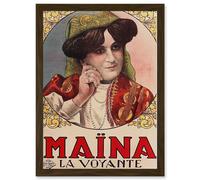 Galice 1930 Advert Maina Seer Voyante Monica Apartment Friends Artwork Framed Wall Art Print A4 Artery8 Brown One Size