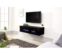 GFW Galicia Black Small Wall TV Unit with LED - Size: 38 x 120 x 30cm - Wilko