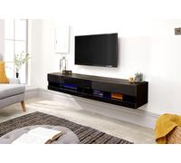 Galicia 180cm Wall TV Unit Console TV Stand Living Bedroom Storage LED Black