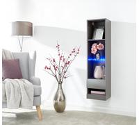 Galicia Tall Shelf Unit LED Display Shelves Storage Cabinet Living Black