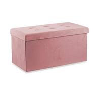 Galileo Casa 2194629 Folding Bench with Velvet Storage Box Pink Dimensions L 76 x D 37.5 x H 38 cm