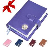GALILEO® Double AA Big Book Cover & 12 Steps & 12 Traditions | Medallion Holder | AA Gift | Alcoholics Anonymous | PU Leather | AA Book Covers for Hardcover (Plain/Coin Pocket/Purple Metallic)