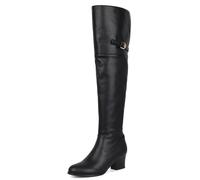 Galindopia Brand Leisure Thigh High Boots Block Heel Slouch Pleated Zipper Overknee Collar Fold Over Fall Riding Boots Comfortable Vintage Black Size 38