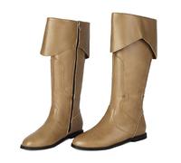 Galindopia Unisex Renaissance Faire Cosplay Shoes Vintage Mid Boots Fold Over Medieval Men's Costume Witch Pirate Viking Tied Shoes Flat Victorian Boots Yellow Size 46