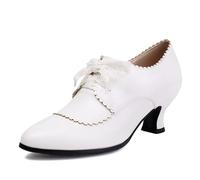 Galindopia Vintage Oxford Heels for Women Retro Wingtip Brogues