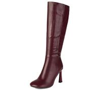 Galindopia Women's Knee-High Boots Stiletto Heels for Women Wide Calf Round Toe Knee Boots Elegant Work Dressy Boots Party Heels Riding Boots Zipper Burgundy Size 45
