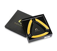 Galiner Black Cigar Ashtray Triangle Large Outdoor Ceramics Cigars Ashtray Cigar Holder Capacity 3 Cigars Gift Box for Indoor Home Outside