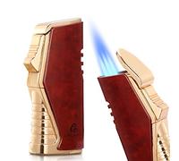 Galiner Red Torch Lighter Windproof Cigar Lighter 3 Jet Flame Refillable Butane Torch Gas Lighter with Punch Metal Firelighters for BBQ, Stove, Kitchen Cooker, Hobs(Sold Without Gas)