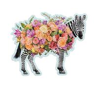 Galison 9780735366879 Party Animal 750 Piece Shaped Puzzle, Zebra | Illustrated by Paul Fuentes, Flower Bomb Zebra Artwork, Challenging, Recycled Paper, No Dust, Puzzle Size: 24.25 x 20.25"