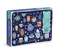 Galison 9780735374935 Tea Time Jigsaw Puzzle, Multicoloured, 1000 Pieces | Illustrated by Christine de Carvalho, 20 Shaped Pieces, Challenging, Recycled Paper, No Dust, Finished Size 27" x 20"