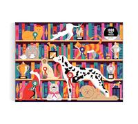 Galison Best In Show - 1000 Piece Puzzle Featuring A Witty Shelfie Of Felines And Canines Sharing Trophies And Books